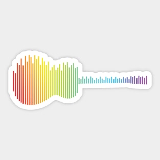 Acoustic Guitar Colorful Sound Waves Sticker